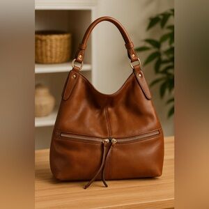 Chic Tan Leather Hobo Bag